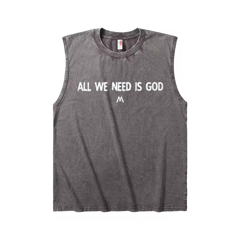 MANEX The Message sleeveless shirt featuring a bold graphic design on lightweight fabric, ideal for casual or summer wear.