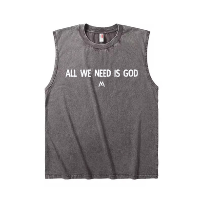 MANEX The Message sleeveless shirt featuring a bold graphic design on lightweight fabric, ideal for casual or summer wear.